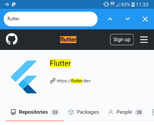 Find on page App Bar